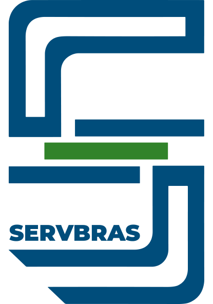 Logo servbras aplicada em uma cena de logística