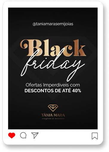 Arte de black friday da joalheria Tania Mara